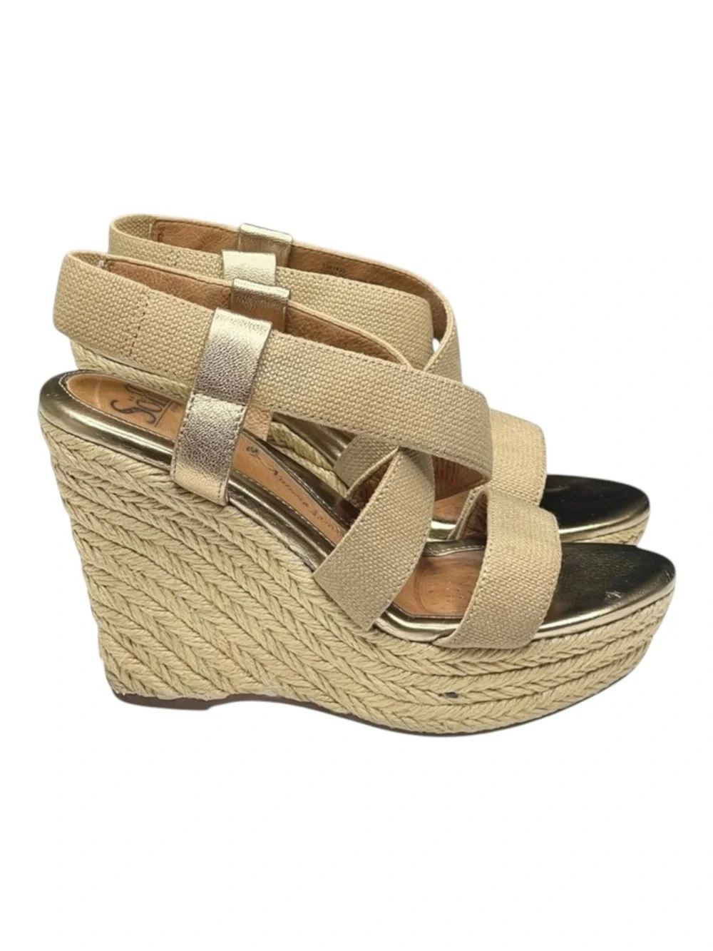 Sofft  Perla Wedge Slingbacks Espadrilles Sandals  Truffle Metallic Gold  6.5